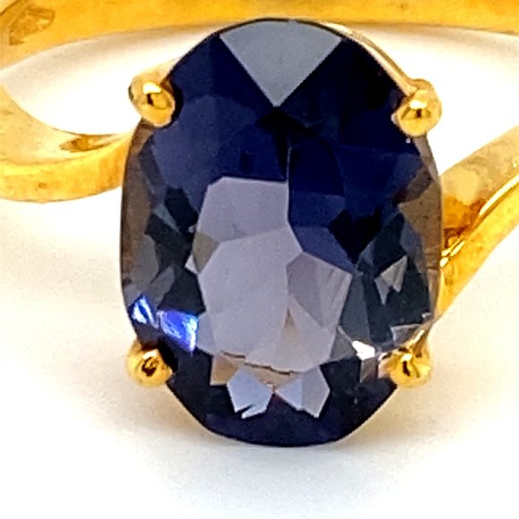 Iolite 3.01ct Solid 18K Yellow Gold Ring - Picture 8 of 8